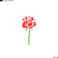 Red rose icon. Isolated flower on white background